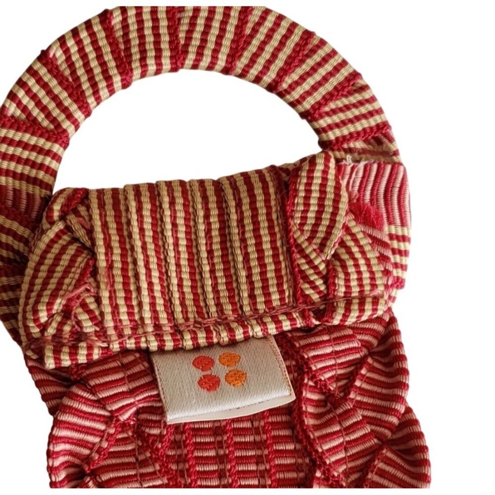Buji Baja Red & White Striped Cotton Belt With Circular Buckle - Picture 3 of 7